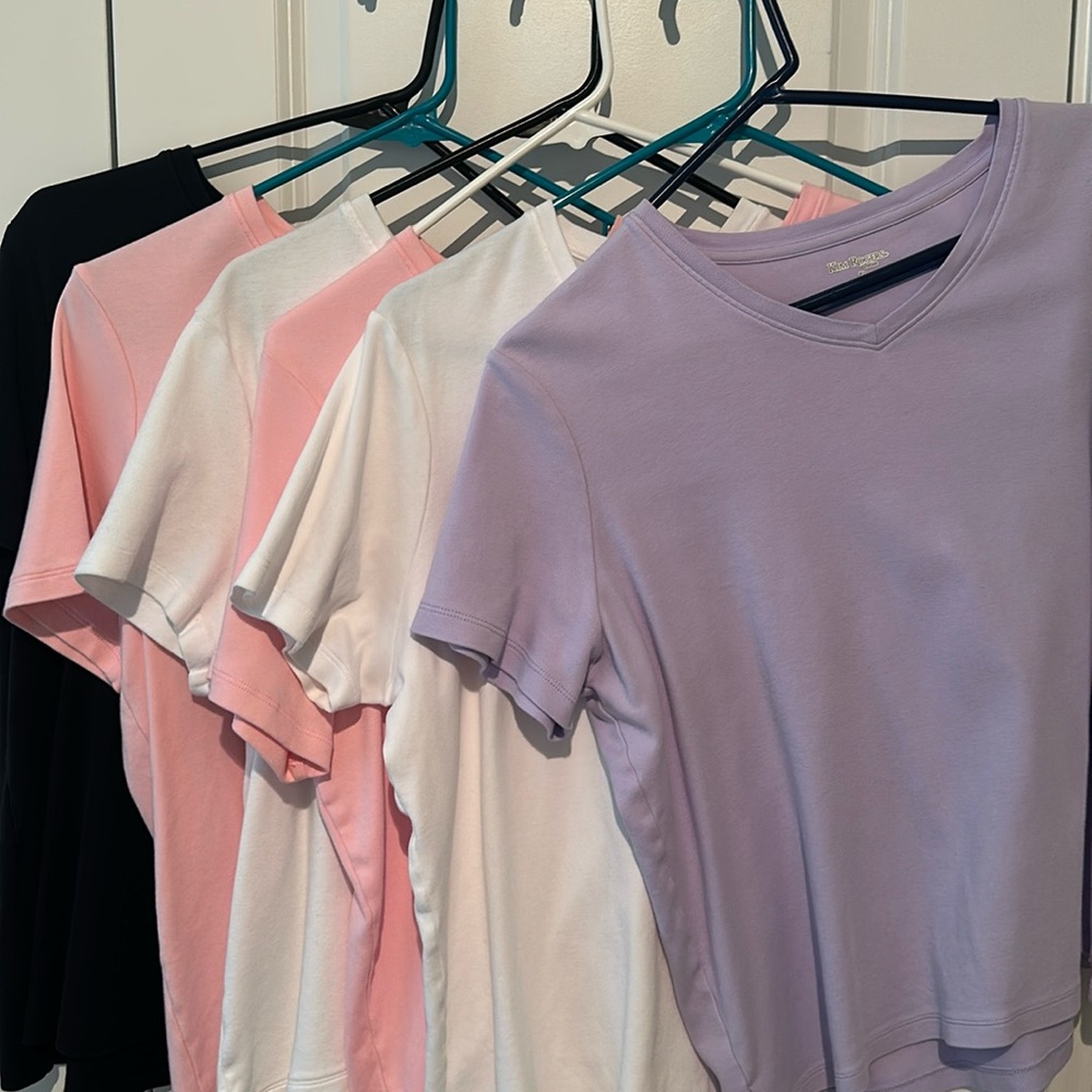 Lot of 6 Kim Rogers tops white, pink, black, lavender